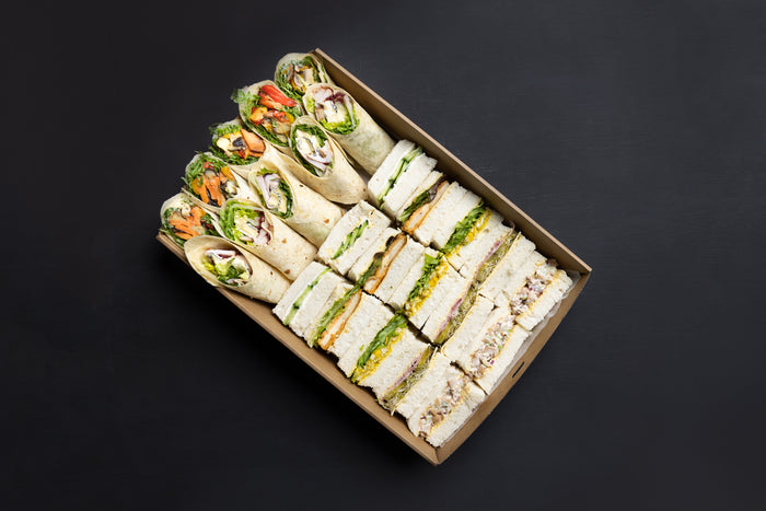 Box of wraps and sandwiches